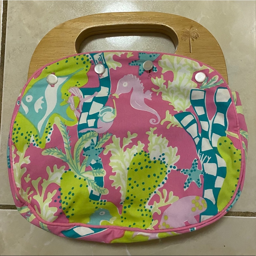 Lilly Pulitzer wooden handle clutch - 2 covers